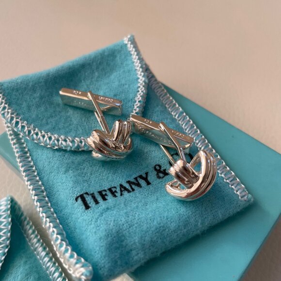 Tiffany & Co Silver Signature Cufflinks and Money Clip Signature Tie Pin set - Picture 5 of 6